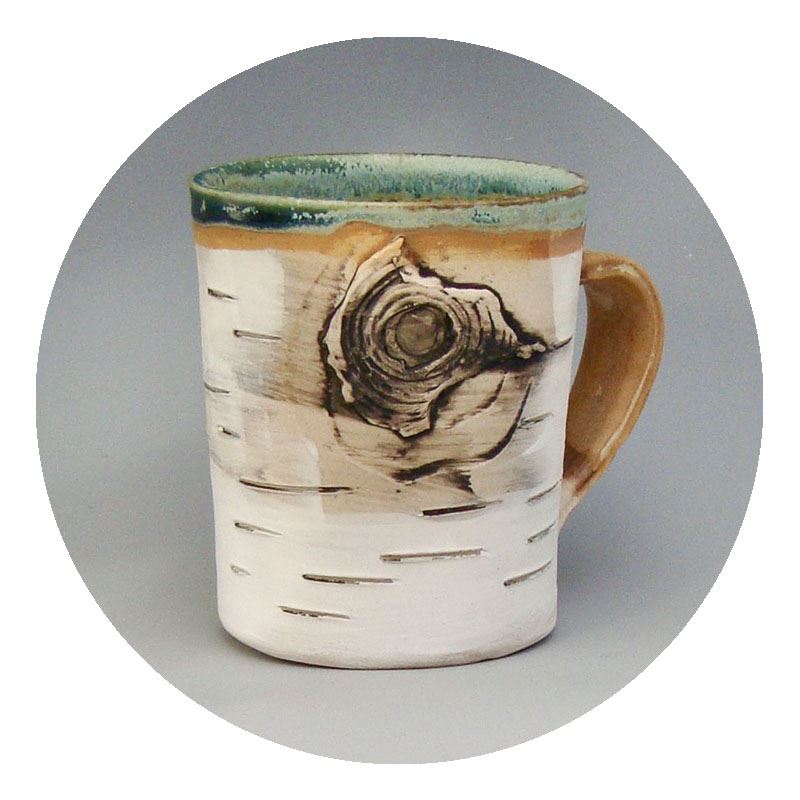 Birch tree textured mug by Lenore Rae Lampi