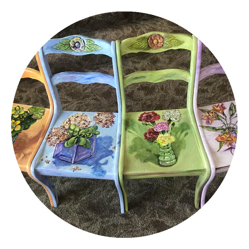 Painted chairs by Kris Nelson